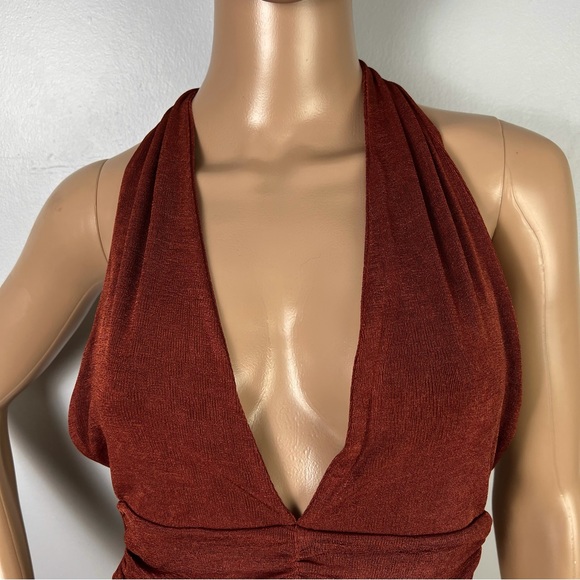 NEW BY.DYLN REVOLVE METALLIC HALTER CROP TOP - Picture 3 of 8